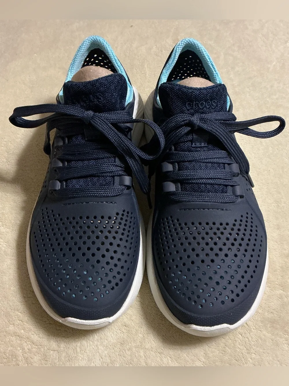 CROCS Navy Sneakers with Light Blue Lining